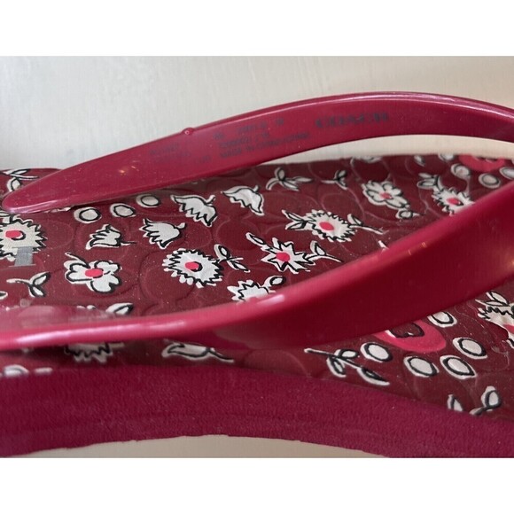 Coach Abigail Red Floral Flip Flops 7-8 - Picture 13 of 15